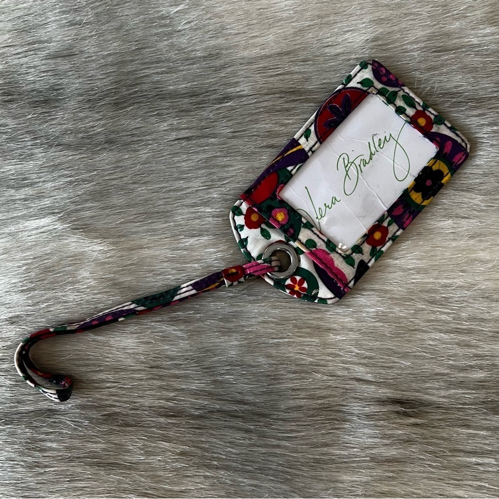 VERA BRADLEY Viva La Vera Luggage Tag ID Window Purple Pink Green Floral Y2K